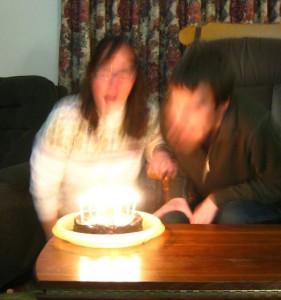Blowing out birthday candles