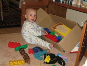 "Oh, nana, I know you just cleaned these all up, but I'm not tired enough to go to bed!"