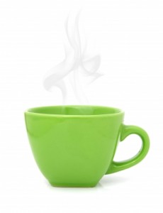 steaming cup of tea