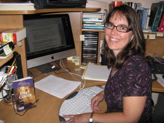 Image of Sandra hard at work on her next novel